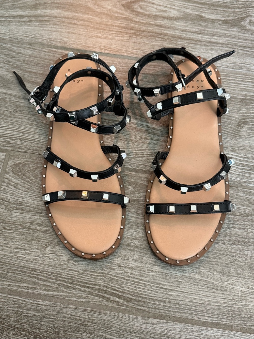 a new day Black Studded Strappy Women’s Sandals